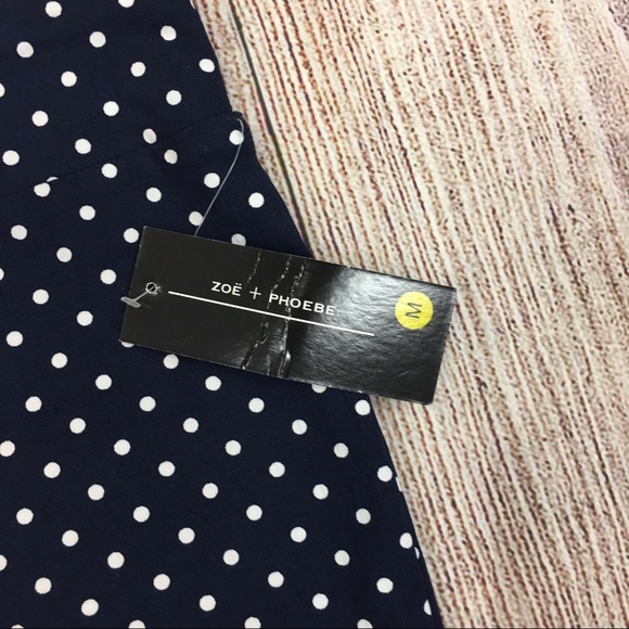 ❤️Zoe + Phoebe Navy white dots Capris Pull On med - Picture 4 of 4